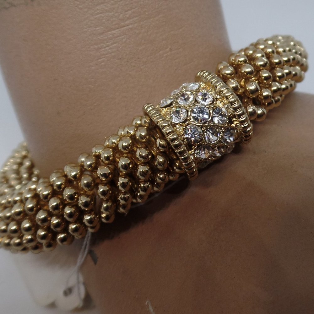Catherines Goldtone Stretch Bracelet NWT Caviar